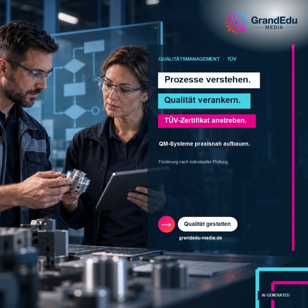 GrandEduMedia's tweet photo. Werbung: Qualität entsteht durch klare Prozesse und kontinuierliche Verbesserung. Der Live-Online-Kurs bereitet auf die externe TÜV-Prüfung vor. Förderung nach individueller Prüfung. https://t.co/3U7ITUbgGO https://t.co/EH4hYeRuWA