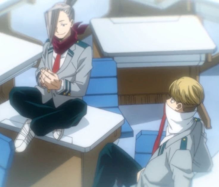 Lea_Hajime's tweet photo. Look at them so young and cute, they wouldn't have guessed they'll be co parenting a blond explosive teen in the future , Best Jeanist and Edgeshot best fathers of the century https://t.co/V5nqofMCAf
