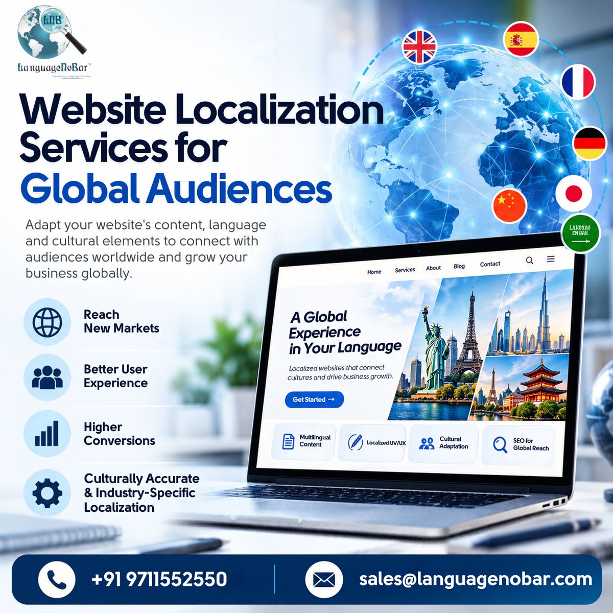 LanguageNoBar's tweet photo. 🌍 Take Your Website Global with Professional Localization

📞 +91 97115 52550
📧 sales@languagenobar.com
#WebsiteLocalization #LocalizationServices #GlobalBusiness #DigitalLocalization #MultilingualWebsite #GlobalExpansion #LanguageNoBar https://t.co/WHpCC73pMK