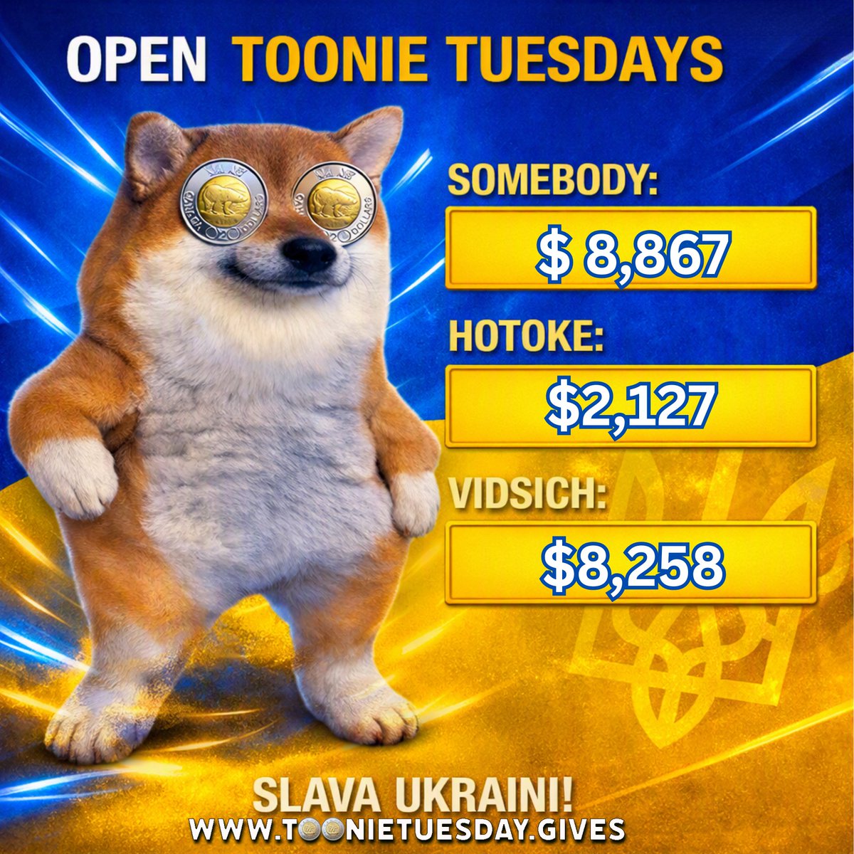 toonie_tuesday's tweet photo. ⚡️ Saturday’s kicking in Tooniacs, and the Open Toonies are calling you. Let’s step in and push them forward,  here’s a recap of where we stand:

SOMEBODY - $8,867 to go  
PP:  Bogdan.nelen@gmail.com

HOTOKE - $2,127 needed
PP: myifix.gg@gmail.com

VIDSICH - $8,258  
PP: adf.charity@gmail.com (Toonie in comments)

Full details in posts below.