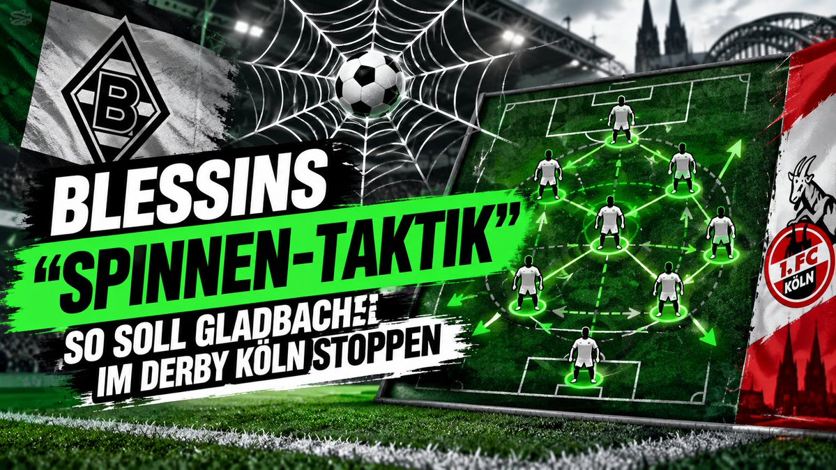 MaarAutor's tweet photo. 🕸️ Blessins neue Gladbach-Idee nimmt Konturen an: enge Abstände, kompaktes Verschieben und „Hunger auf Ballgewinne“.
Was hinter der „Spinnen-Taktik“ steckt und warum das Derby gegen Köln zum Härtetest wird 👇
🔗 https://t.co/te4u3cjYJt
Jetzt lesen.
#Gladbach #Blessin #TorElf
Bild KI generiert