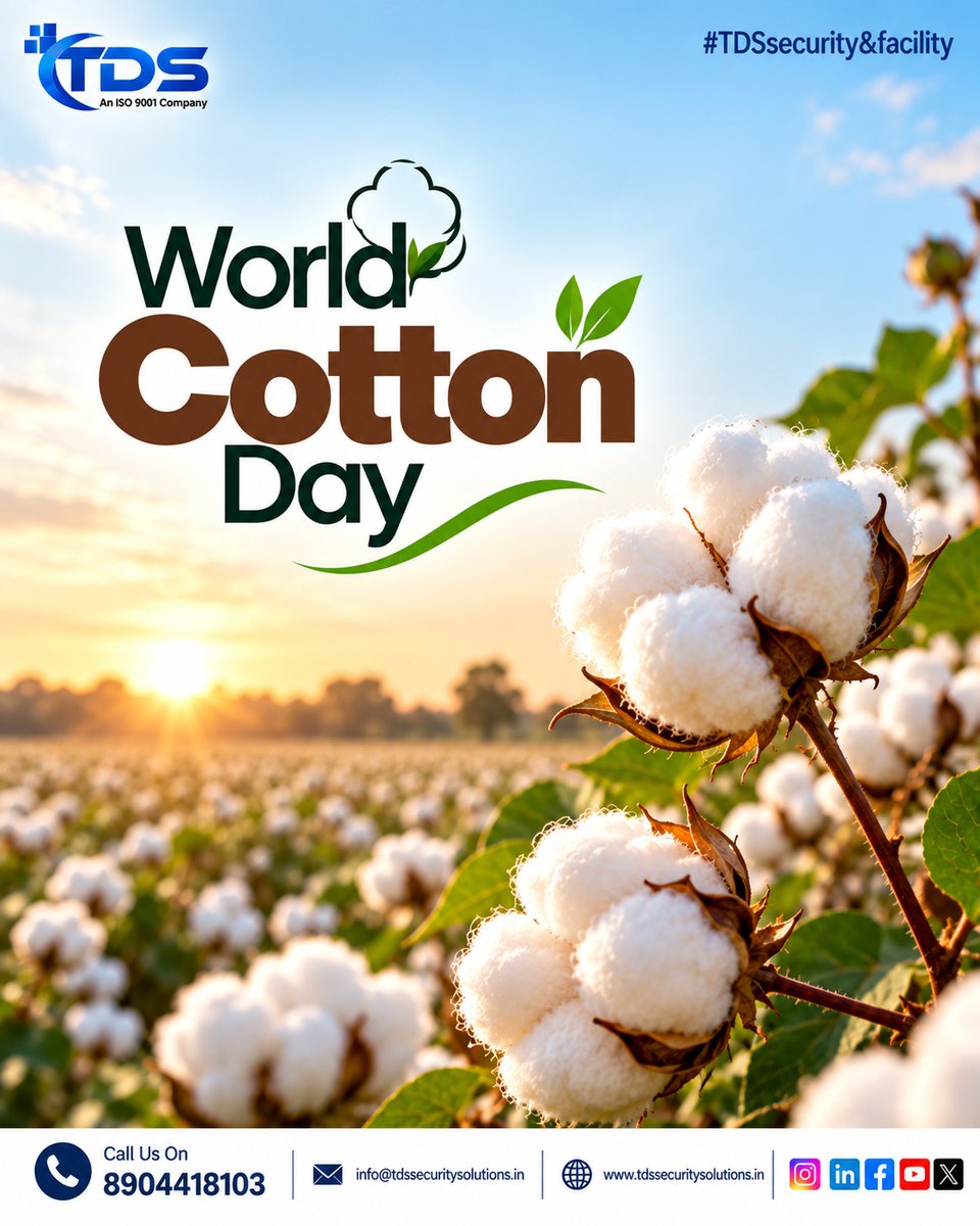 Tds_Fm's tweet photo. ๐ฟ๐ค World Cotton Day
Celebrating cotton and the farmers, workers and communities behind this essential natural fibre. From field to fabric, cotton touches millions of lives. ๐ฑ
#WorldCottonDay #Cotton #Agriculture #Farmers #Sustainability #TDSSecuritySolutions https://t.co/NLJpfa45mv