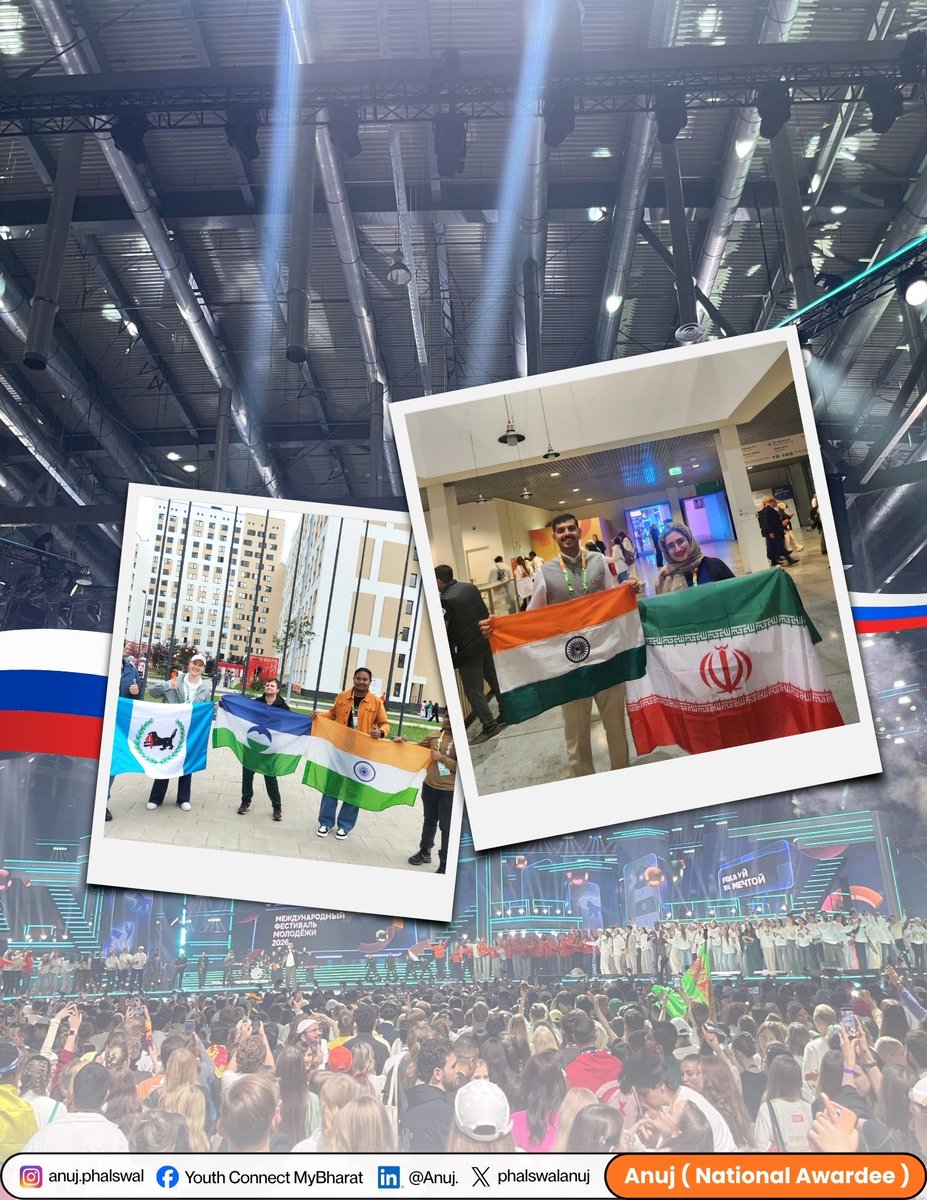 phalswalanuj's tweet photo. From India to Ekaterinburg 🌍

The International Youth Festival 2026 brought together thousands of young people to connect, learn, and exchange perspectives across borders.

A meaningful experience of youth, ideas, and global connections.

#AnujPhalswal #YouthLeadership https://t.co/jDvPeAA6RU