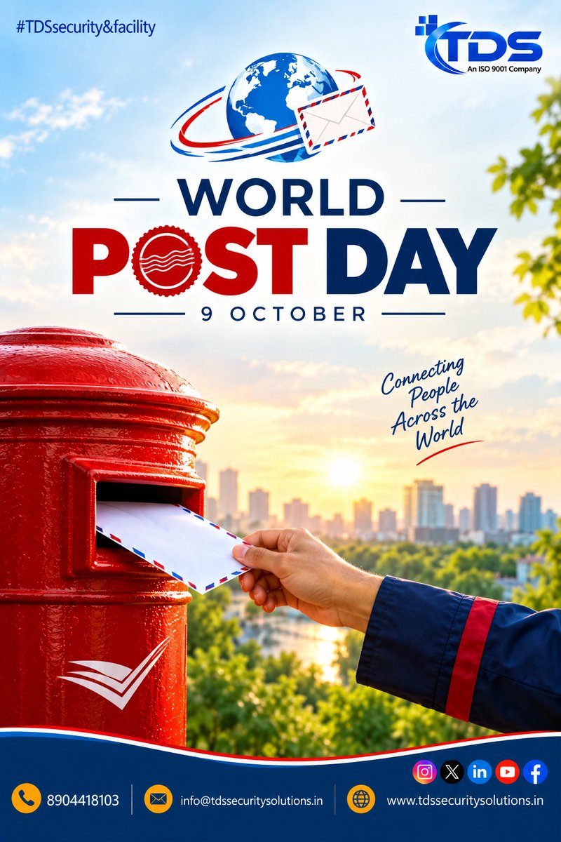 Tds_Fm's tweet photo. ๐ฎ๐ World Post Day | 9 October
Celebrating postal services and the people who help connect communities across distances๏ฟฝ๏ฟฝ๏ฟฝone letter and one delivery at a time. โ๏ธ
#WorldPostDay #PostalService #ConnectingPeople #9October #TDSSecuritySolutions https://t.co/JBqdVqgdmq