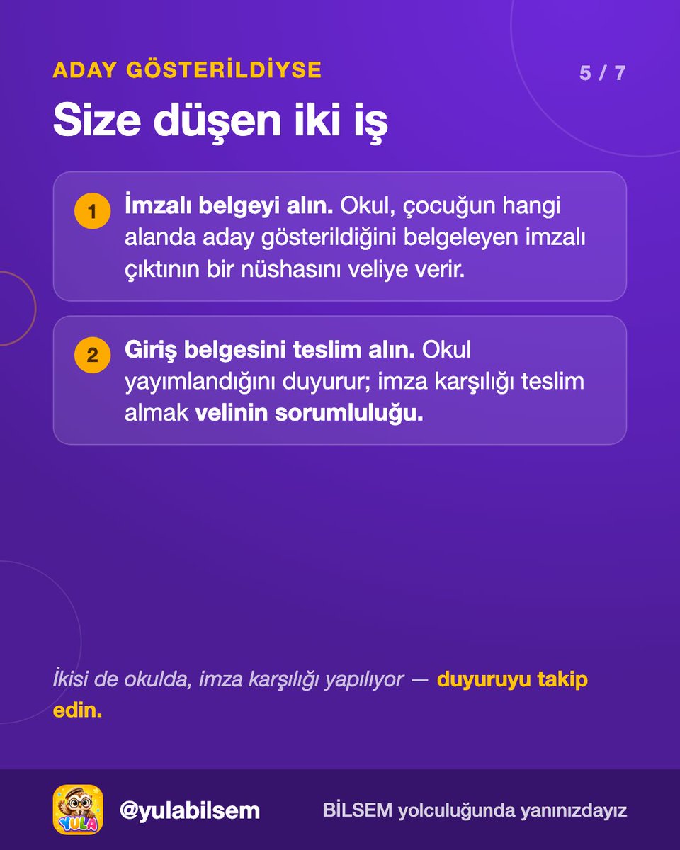 yulabilsem's tweet photo. Eğer çocuğunuz aday gösterilirse, iki iş size düşüyor. Merak ettiğiniz şeyleri ve izleyeceğiniz adımları anlattık!Bu 4 haftalık serimizin ilk parçası, kaydedin kaybetmeyin. (Bilgiler geçen yılın MEB kılavuzundandır, yenisi gelince güncellenecektir.)
#bilsem  #adaygösterme #yula https://t.co/hwjqA6wIbH