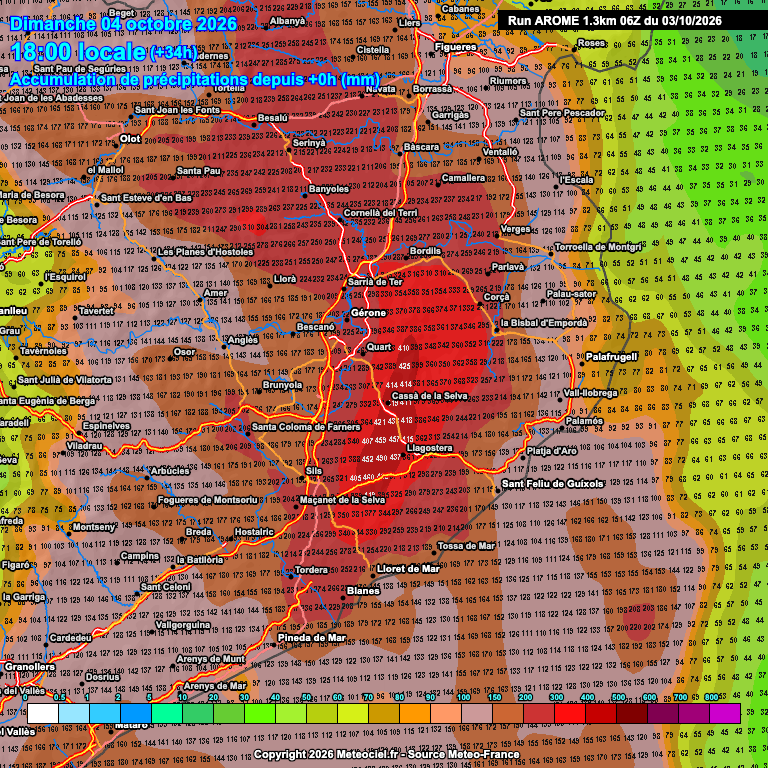 alexmegapc's tweet photo. ❌❌❌#lastupdate Última Actualització Arome6Z punts on podrien estar entre 300 i 400 litres, és una burrada esperem afluixi pistó. Posa punts comarca Gironès que podrien arribar i superar els 400l, atenció!!! Llagostera... @MeteoGasso i @Jordisolerramio https://t.co/oE8b7iFLsO