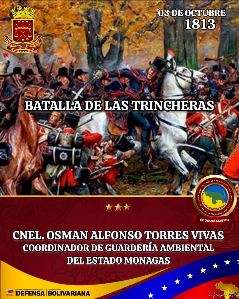 cega_monagas's tweet photo. La batalla de Las Trincheras sucedió el 3 de octubre de 1813 entre las fuerzas patriotas venezolanas y los voluntarios neogranadinos contra los realistas partidarios de la Corona española. https://t.co/ipI3IBCZzT