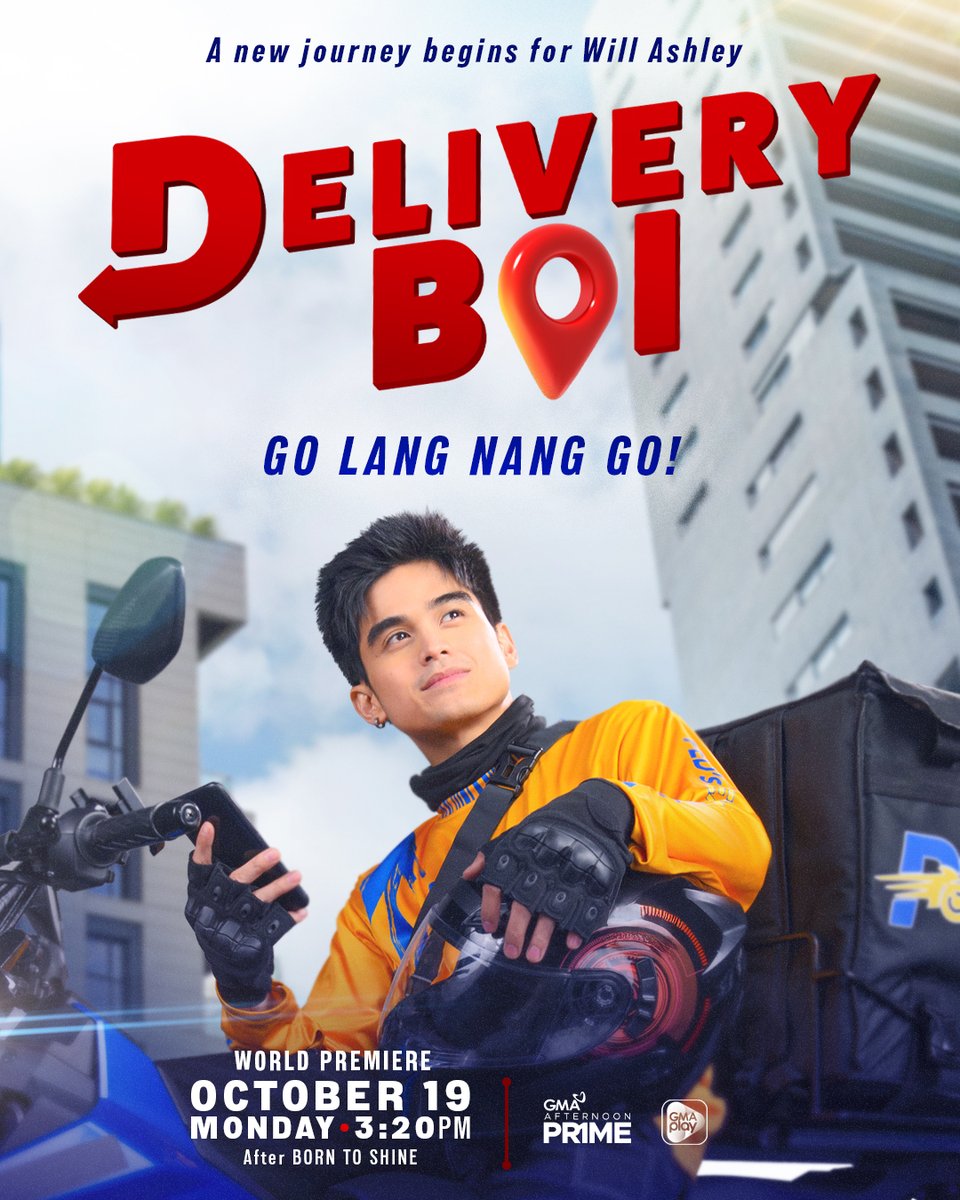 gmanetwork's tweet photo. ON THE WAY NA SIYA!! 🛵💨

Makikilala n'yo na ang top-rated Delivery Boi na maghahatid ng saya at inspirasyon sa inyong mga hapon! 🧡

#DeliveryBoi, aarangkada na ngayong October 19 sa GMA Afternoon Prime! ✨ https://t.co/hTR7tjgpzT
