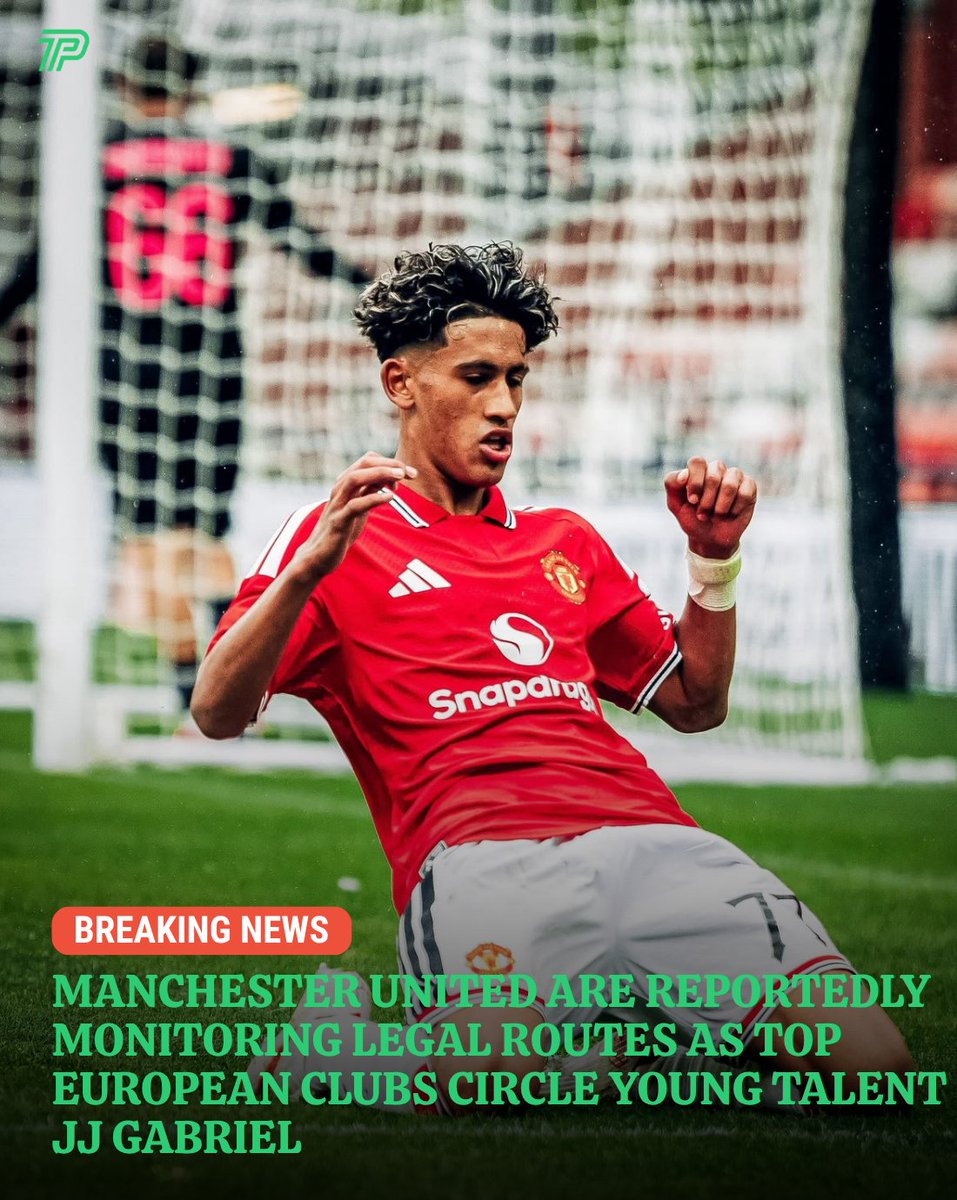 ThePitchlineX's tweet photo. ⚖️🔴 Man United are reportedly weighing legal options over JJ Gabriel! The 15-year-old wants out, and Barcelona, Real Madrid and Bayern are circling. Would he be a huge loss for United? 👀

More on The Pitchline News 👇
🔗 https://t.co/1WpMssjv8l

#JJGabriel https://t.co/o1Xqo8HTHr