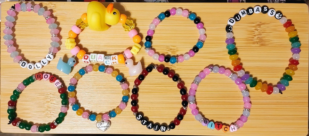 KruisCreations's tweet photo. Here are photos of all the bracelets I've made, including ones I hadn't posted individual photos of. 💕 They are all elastic bracelets, by the way.

Any recommendations or requests? 👀 Would you buy any of these? If not, what can I do to improve them? I'm always open to feedback. https://t.co/rt8ZzEtpQK