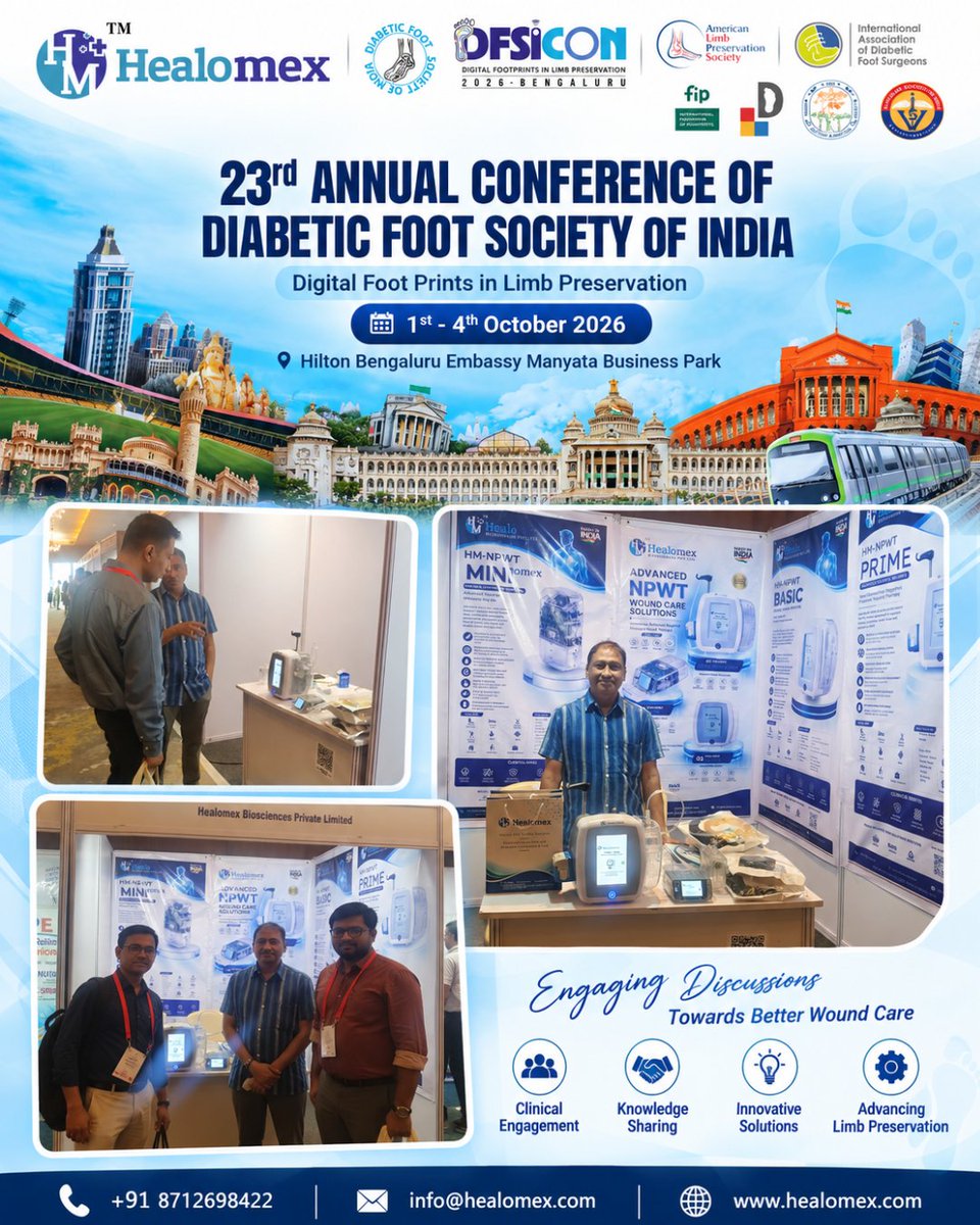 healomex's tweet photo. Healomex at DFSICON 2026 | Advancing Wound Care &amp; Limb Preservation

#Healomex #Debridement #DebridementTechnology #UltrasonicDebridement #WoundCare #AdvancedWoundCare #WoundHealing #NPWT #NegativePressureWoundTherapy #WoundCareTechnology #MedicalInnovation #MedicalDevices https://t.co/6h0ZoEQiY9