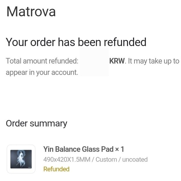 RAW4NG's tweet photo. Matrova gave me a partial refund even though I never asked for one! 
They saw my post, reached out first, and processed the refund the very next day. 

I think their customer service is truly outstanding! 

Time to order another custom pad 🫠

@Matrova_pad #glasspad https://t.co/JagVBdYpxy