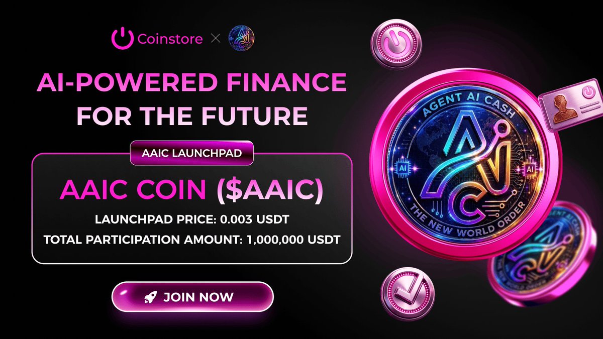 razuali753's tweet photo. 🔥 Launchpad Spotlight: $AAIC
AI, Web3 and digital payments combine in Agent AI Cash's expanding ecosystem.
#Coinstore #AAIC https://t.co/MoZzJKcCF7