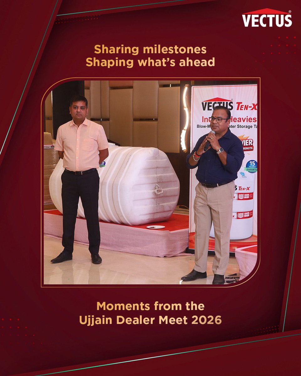 vectus_tanks's tweet photo. From product showcases and conversations to moments of recognition, the Gwalior and Ujjain Dealer Meets brought our partners together for a day of exchange, engagement and shared progress.
#Vectus #DealerMeet #Ujjain #Gwalior https://t.co/HE1wtvq3cU