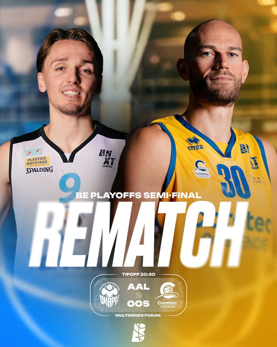 BnxtLeague's tweet photo. The Forum is sold out. Let the noise begin. 🔥

One year after their semifinal battle in the Belgian Playoffs, Aalst and Oostende meet again.

A packed Forum. A crazy atmosphere. A rematch with history. 👀

AAL 🆚 OOS
🎥 LIVE on @playsportsbe &amp; @PickxSports 

#BNXTLeague https://t.co/b9pOnmZJ5A