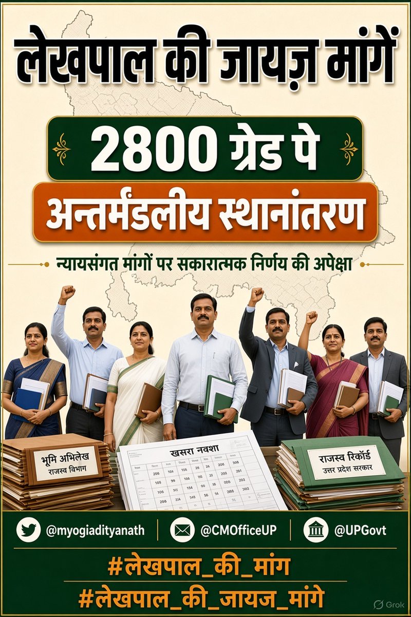 xuser_60's tweet photo. लेखपाल की जायज़ मांगें!
• 2800 ग्रेड पे
• अन्तर्मंडलीय स्थानांतरण
न्यायसंगत मांगों पर सकारात्मक निर्णय की अपेक्षा।
@myogiadityanath @CMOfficeUP @UPGovt
#लेखपाल_की_मांग
#लेखपाल_की_जायज_मांगे https://t.co/1hYO1cHj7c