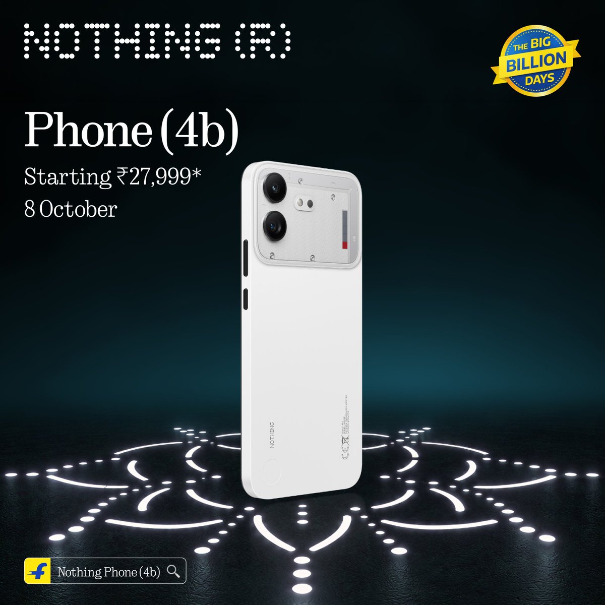 nothingindia's tweet photo. Big upgrade, tiny price.

Nothing Phone (4b) with smooth, strong unibody + Glyph Bar is now at its lowest-price ever.