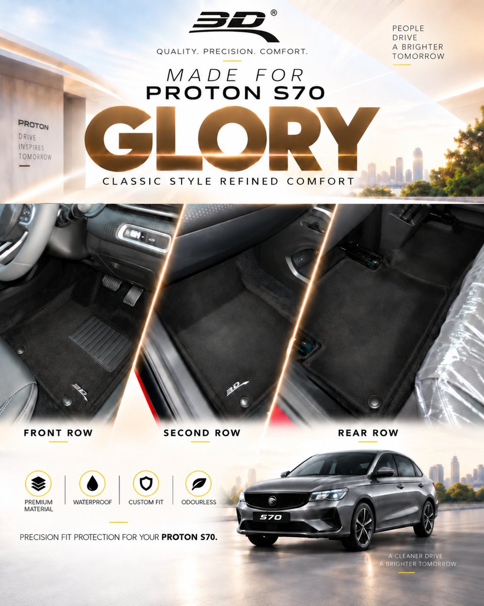 3d_mats's tweet photo. Introducing the all-new Glory Series Proton S70! ๐โจ Experience cutting-edge technology, sleek design, and unmatched performance. Elevate your driving experience today!
๐Shop Now at https://t.co/Z4DFJxpXr3
#ProtonS70 #GlorySeries #DriveWithStyle #InnovationOnWheels https://t.co/wj9dBEtJAT