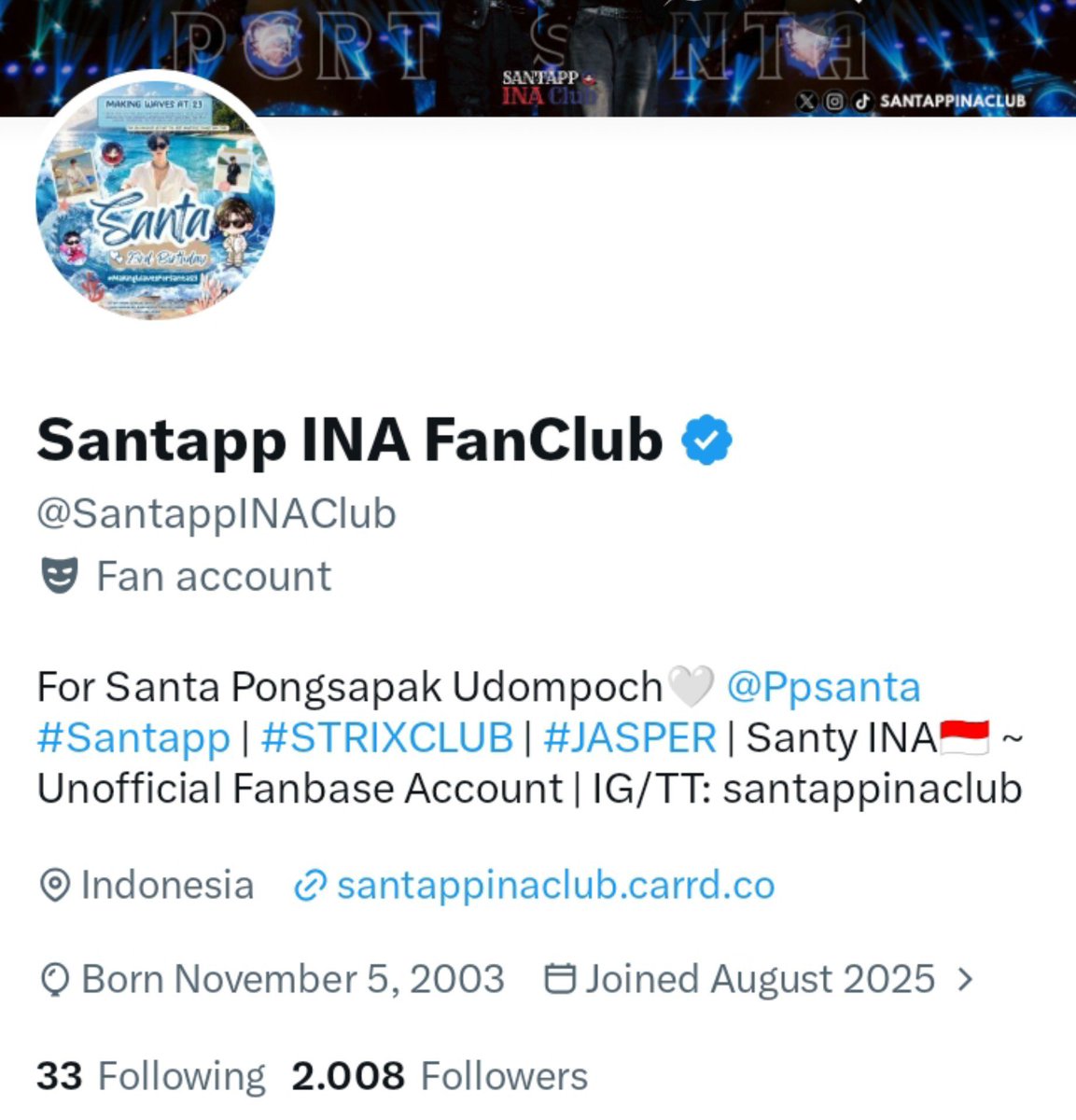 SantappINAClub's tweet photo. 2.000 pengikut 🤍🥹
Terima kasih sudah menjadi bagian dari perjalanan kecil Santapp Indonesia Fanclub dan terus menemani kami memberikan cinta serta dukungan untuk Santa. 🫶🏻

Senang banget lihat rumah kecil ini terus bertumbuh bersama kalian. Semoga ke depannya kita bisa terus menciptakan banyak kenangan dan hal-hal baik untuk Santa bersama-sama. 🤍

Thank you for 2K! 🥹🫳🏻✨

#Santapp
