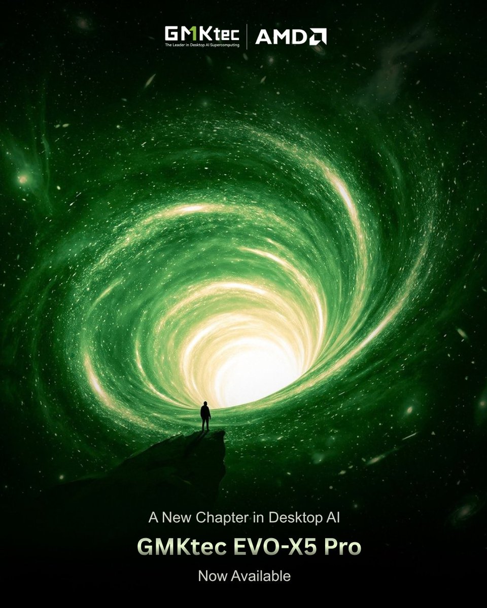 GMKtec_Europe's tweet photo. 🚀 Think Big. Run Locally. — GMKtec EVO-X5 Pro

Run LLMs with up to 320B parameters fully offline, backed by 192GB of memory.

⚡ Ryzen™ AI Max+ PRO 495 | AMD DASH remote management | Dedicated TPM security

#GMKtec #EVOX5Pro #LocalAI #EnterpriseAI #AIWorkstation https://t.co/rmFhLKbFjG