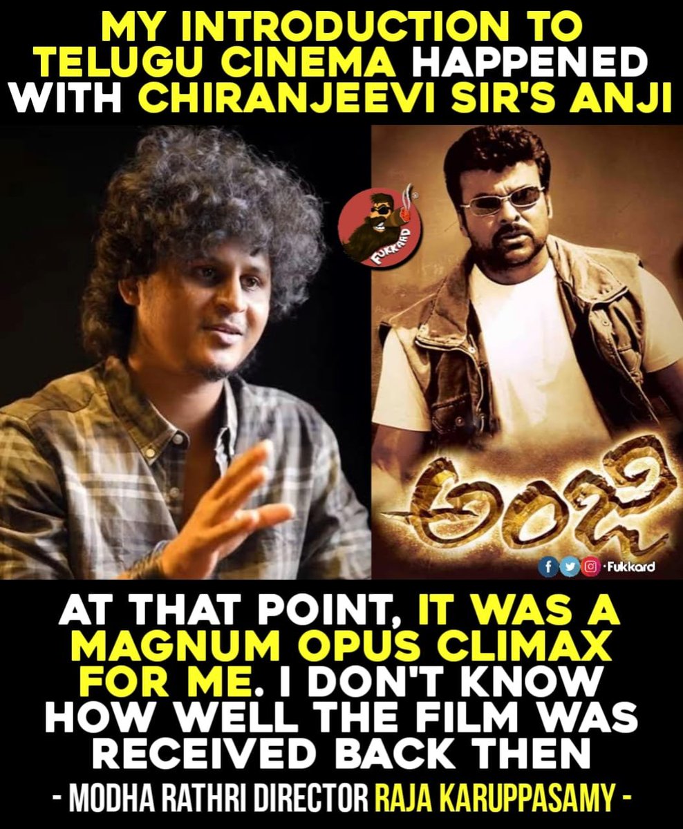 Fukkard's tweet photo. My Introduction to Telugu Cinema Happenes with #Chiranjeevi Sir's #Anji 
- #RajaKaruppasamy 

#MegaStarChiranjeevi https://t.co/ZhyJOvqSq4