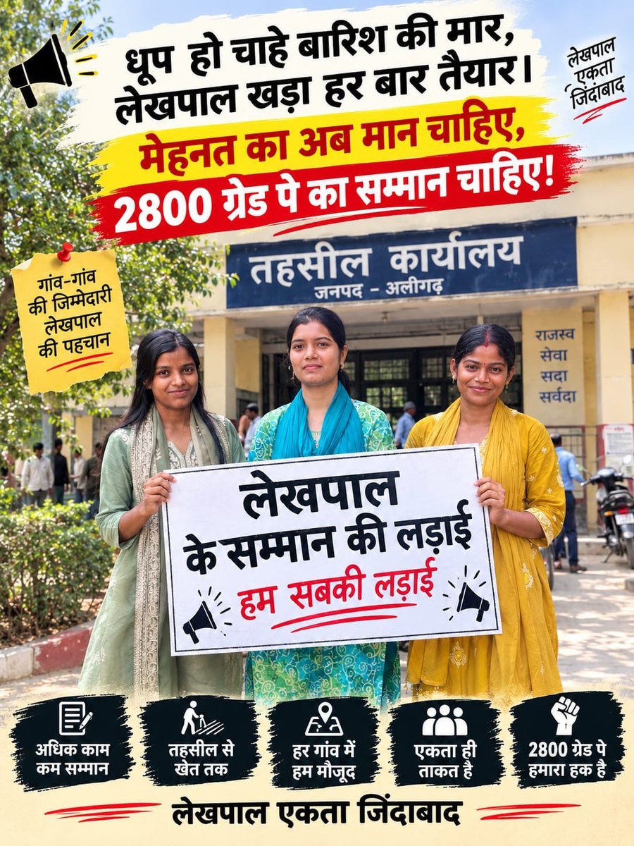 itsGoluSingh79's tweet photo. लेखपालों का grade pay 2800 होना चाहिए 

 लेखपाल जिम्मेदारी से भरा पद है और 2800 ग्रेड पे की मांग न्यायोचित है ||
@myogiadityanath
@SureshKKhanna @UPGovt

#Lekhpal_Demands_2800GP
#लेखपाल_की_जायज_मांगे https://t.co/cGRZqvtB4r