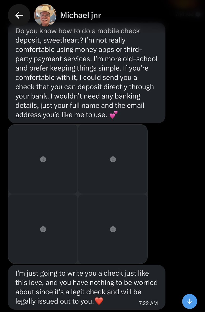 Christirr8787's tweet photo. Reached out to me, Only does checks. He will make an exception wth Cash App and claims to ask his accountant Then he asks for information like full name and email and that I would be added as a worker. 

Basic “worker payroll” scam.

Use your best judgement. https://t.co/IjHavkJuaa