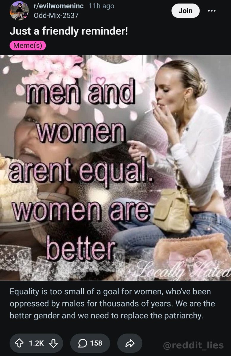 reddit_lies's tweet photo. The foids have gone insane https://t.co/b10G91wni9