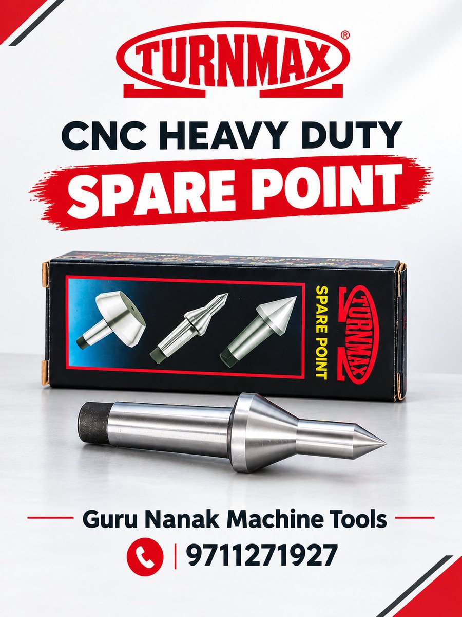 GNMTCHUCKS's tweet photo. Turnmax CNC Heavy Duty Spare Point
Reliable spare point for CNC heavy-duty turning &amp; machining applications.
Brand: Turnmax
Available at Guru Nanak Machine Tools. Contact us : 9711271927
#SparePoint #HeavyDuty #turnmax #cnc #MachineTools https://t.co/ulnw5QAfUt