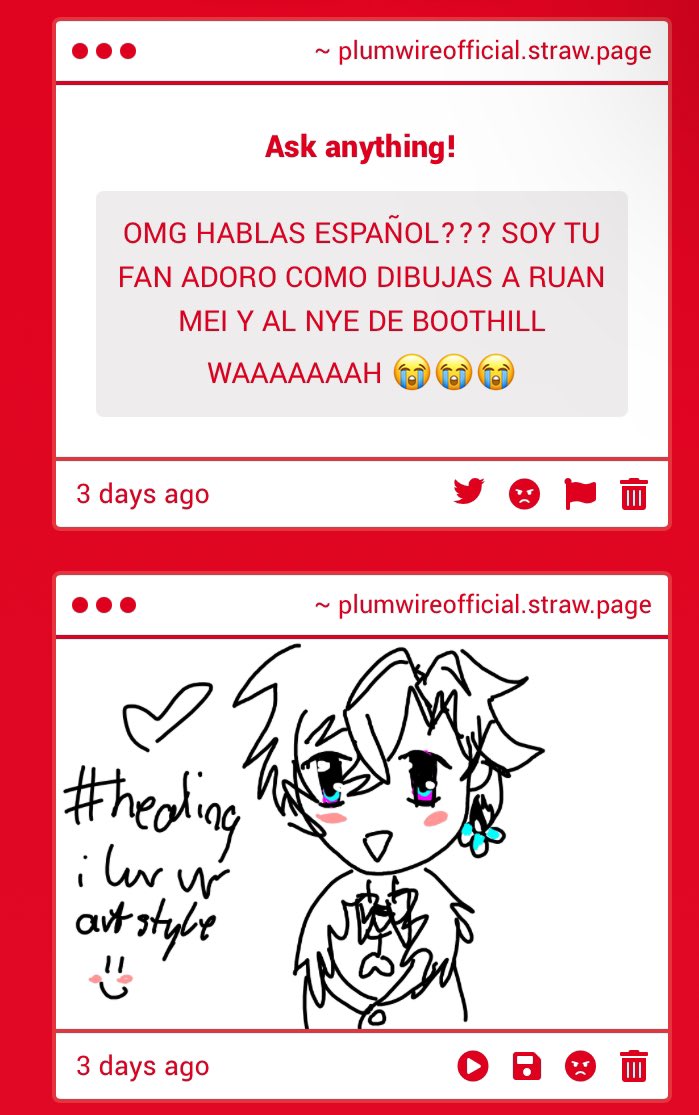 EvilMeepinx's tweet photo. 1. si!! Yo no puedo escribir en español muy bien pero yo puedo hablar en español!! perdóname cuando me sueno un poco raro..

2. Tell him to stop healing he’s freaking me out (thank u btw..) https://t.co/WGf8vDvzqo