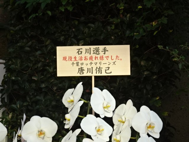 is_ys_ss's tweet photo. 裏で自分が引退試合をやる選手からの花は初めて見るなあ。 https://t.co/hFwL3PB3jS