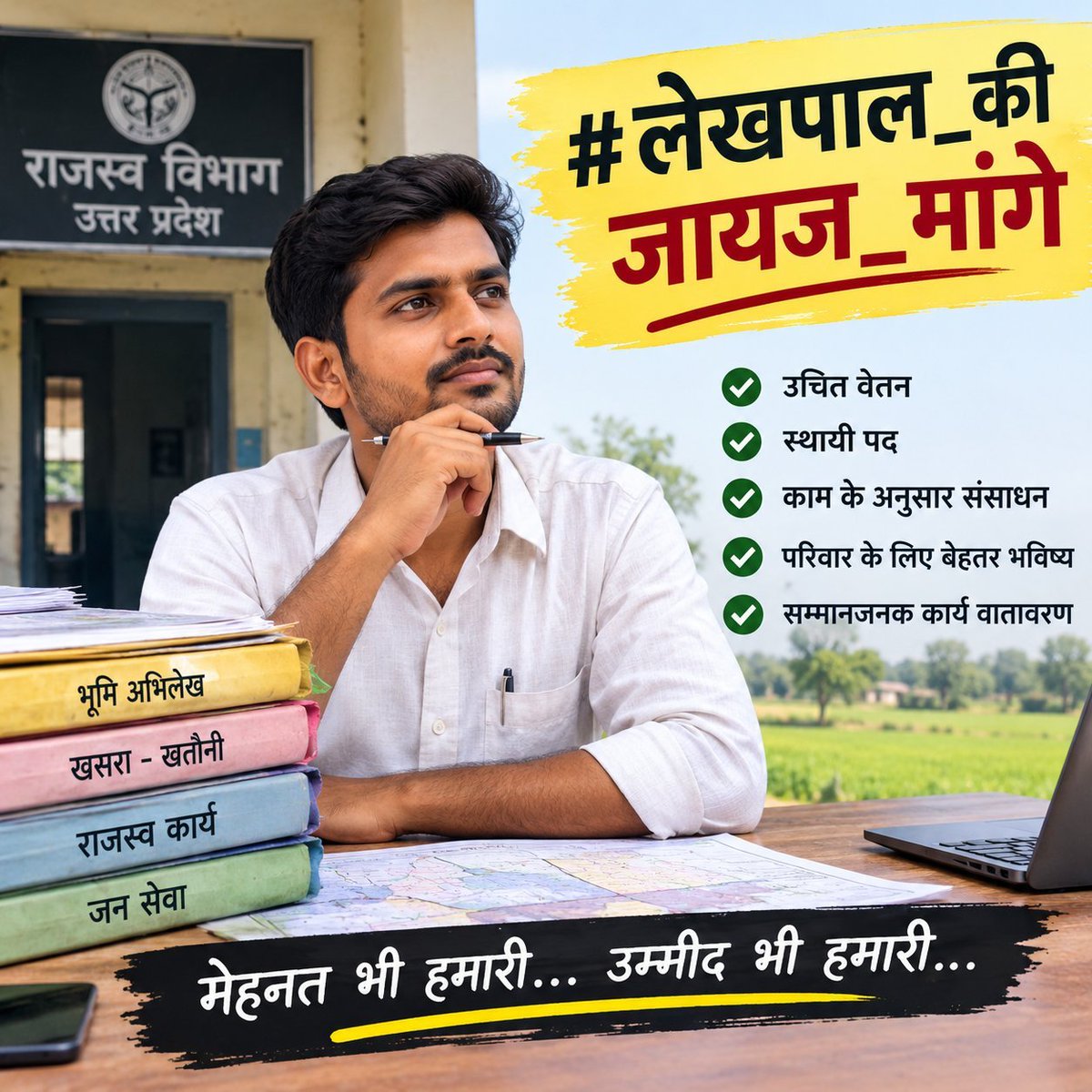 LekhpalSkn's tweet photo. 2800 ग्रेड पे लेखपालों का अधिकार है, कोई भीख नहीं। सम्मानजनक वेतनमान से ही कर्मचारियों का मनोबल बढ़ेगा। #लेखपाल_की_मांग
@JagranNews
@Live_Hindustan
@TheNewspinch https://t.co/TfWY6J5t9d