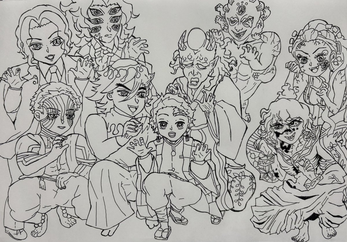 99u_syu's tweet photo. 鬼さんチーム描きました👹 https://t.co/l10vnEMp6m