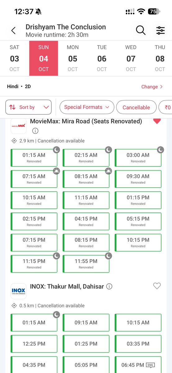 shreejit_Rx's tweet photo. Crazy show timings for a low-key family drama in Bollywood in Mumbai and the suburbs. In the last few years, I've never seen such timings, even for big blockbusters being scheduled at these times in Mumbai. Drishyam 3 is going to be an all time money making conclusion to the series.
#drishyam3
