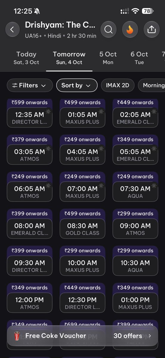shreejit_Rx's tweet photo. Crazy show timings for a low-key family drama in Bollywood in Mumbai and the suburbs. In the last few years, I've never seen such timings, even for big blockbusters being scheduled at these times in Mumbai. Drishyam 3 is going to be an all time money making conclusion to the series.
#drishyam3