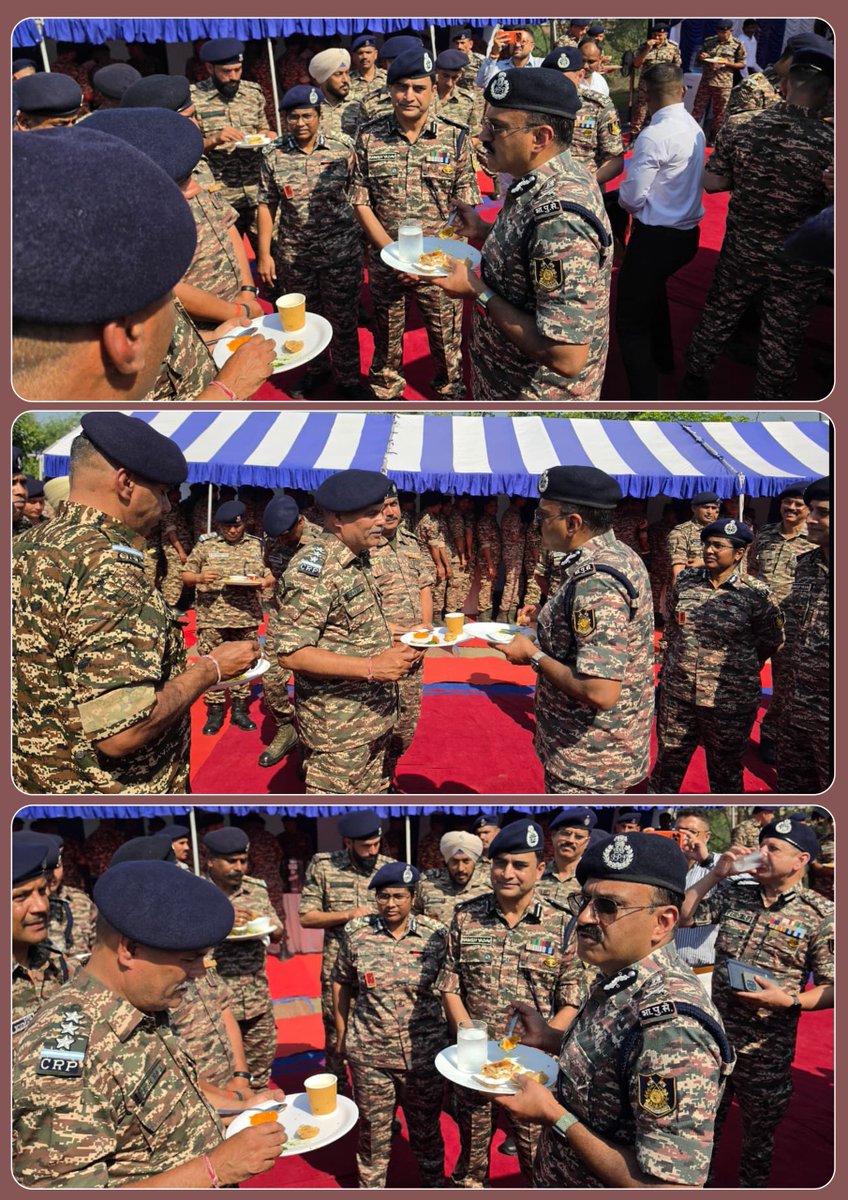 crpfindia's tweet photo. DG #CRPF Shri @gpsinghips, during his visit of 187 Bn at Udhampur, felicitated awardees and commended the troops for their unwavering dedication during #AmarnathYatra Duty 2026 in an Investiture Ceremony cum Samvad session with troops. Emphasizing mental & physical fitness, probity, and professionalism during his address to troops, he later joined the personnel over high tea for an informal interaction. 

#NationFirst
#Vandematram150 
#MissionNaxalMuktBharat2026
@gpsinghips
@crpf_j
@CentralZoneCrpf
@northeast_zone
@southzone_hyd
@jammusector
@187_crpf