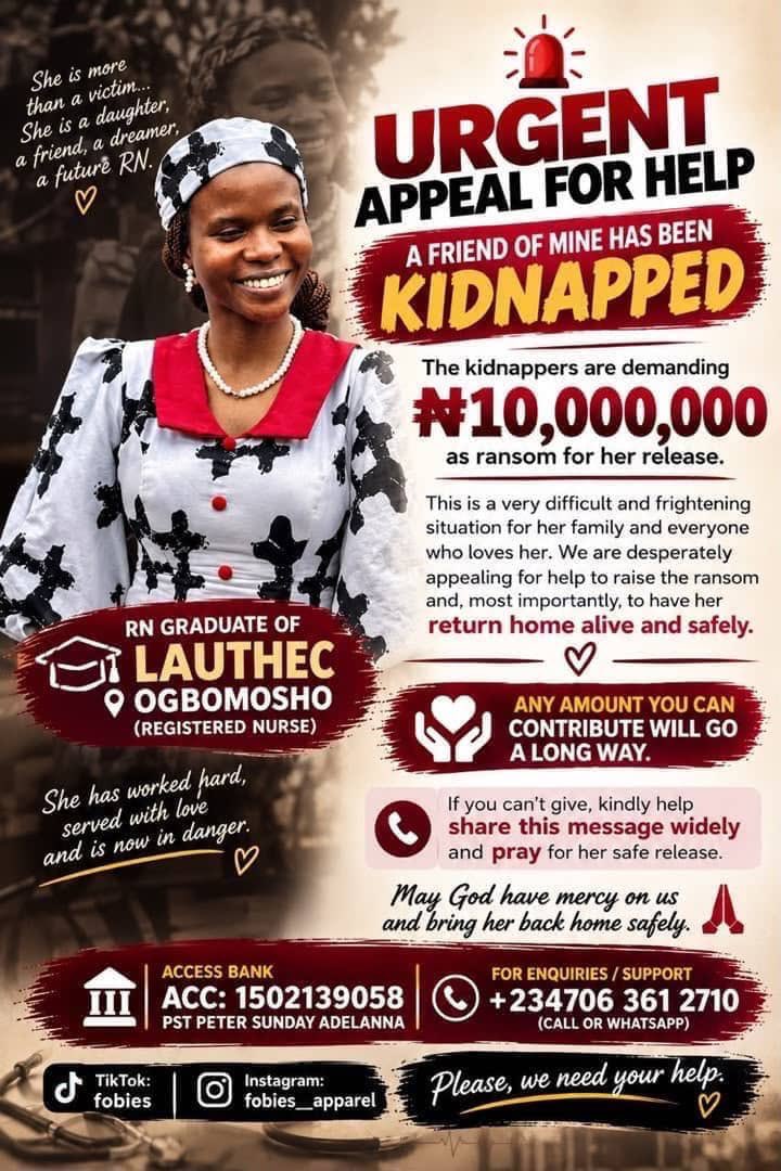 Ayomi_RN's tweet photo. Update‼️‼️‼️
The kidnappers called back this morning and said the money must be sent by 9am this morning😭😭😭
They are threatening her life already😭😭😭😭
Please help us🤲🏼🤲🏼🤲🏼🤲🏼

1502139058
Access Bank 
Pst Peter Sunday Adelanwa

God bless you 🙏 https://t.co/yUDjGOQxhz