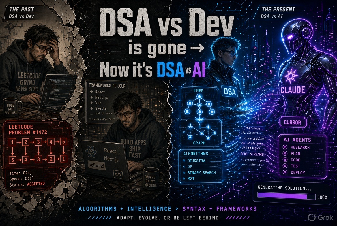 codec_one1's tweet photo. DSA vs Dev is gone,
 Now it's DSA vs AI. https://t.co/eREXBIalgs