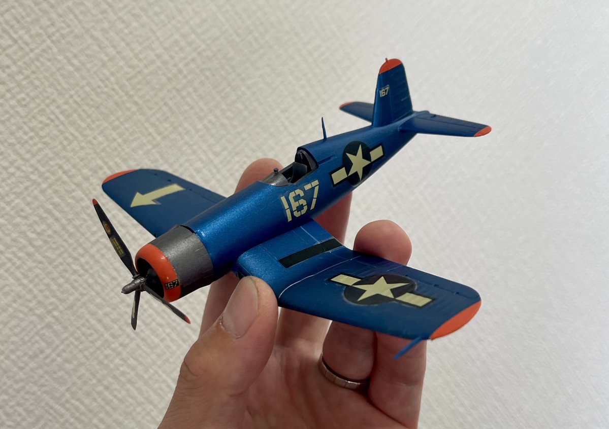 OneDA_Esora's tweet photo. ヨチヨチ歩きで制作中のコルセア🔧

デカール貼りまで辿り着きました☺️✨

キャノピーのマスキングがそろそろ届くので仕上げまで気を抜かず完成させたいと思います👍🏻 https://t.co/E4yCtXgdwP