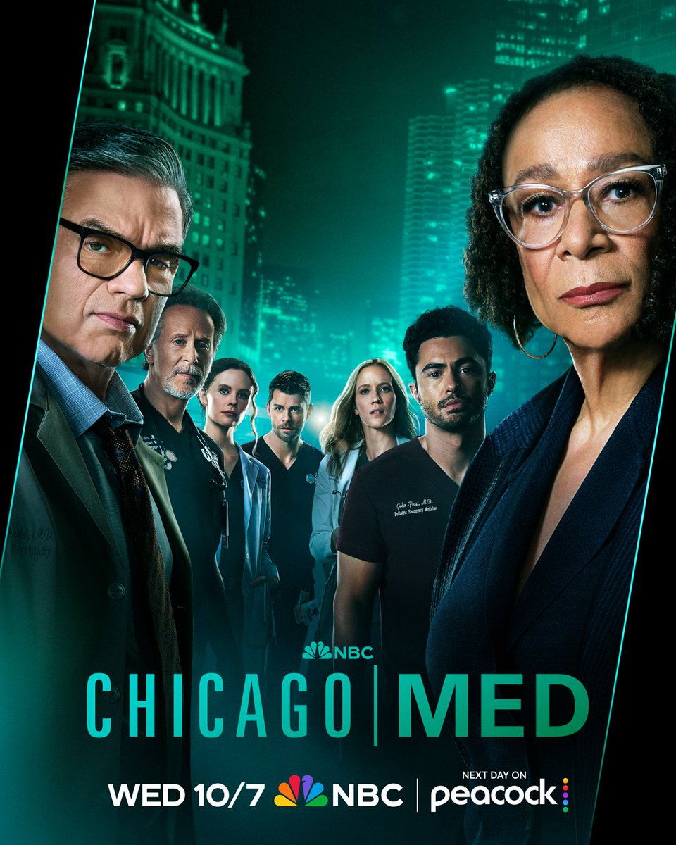 AllCinemaVerse's tweet photo. #NBCOriginal Series #ChicagoMed S12 Streaming From 7th October On #NBC At 8PM & Next Day #Peacock.
Starring: #StevenWeber, #JessySchram, #LukeMitchell, #SarahRamos, #DarrenBarnet, #SEpathaMerkerson & More.
Showrunner: #AllenMacDonald.
#ChicagoMedOnPeacock #AllCinemaVerse https://t.co/CwPEjunEWy
