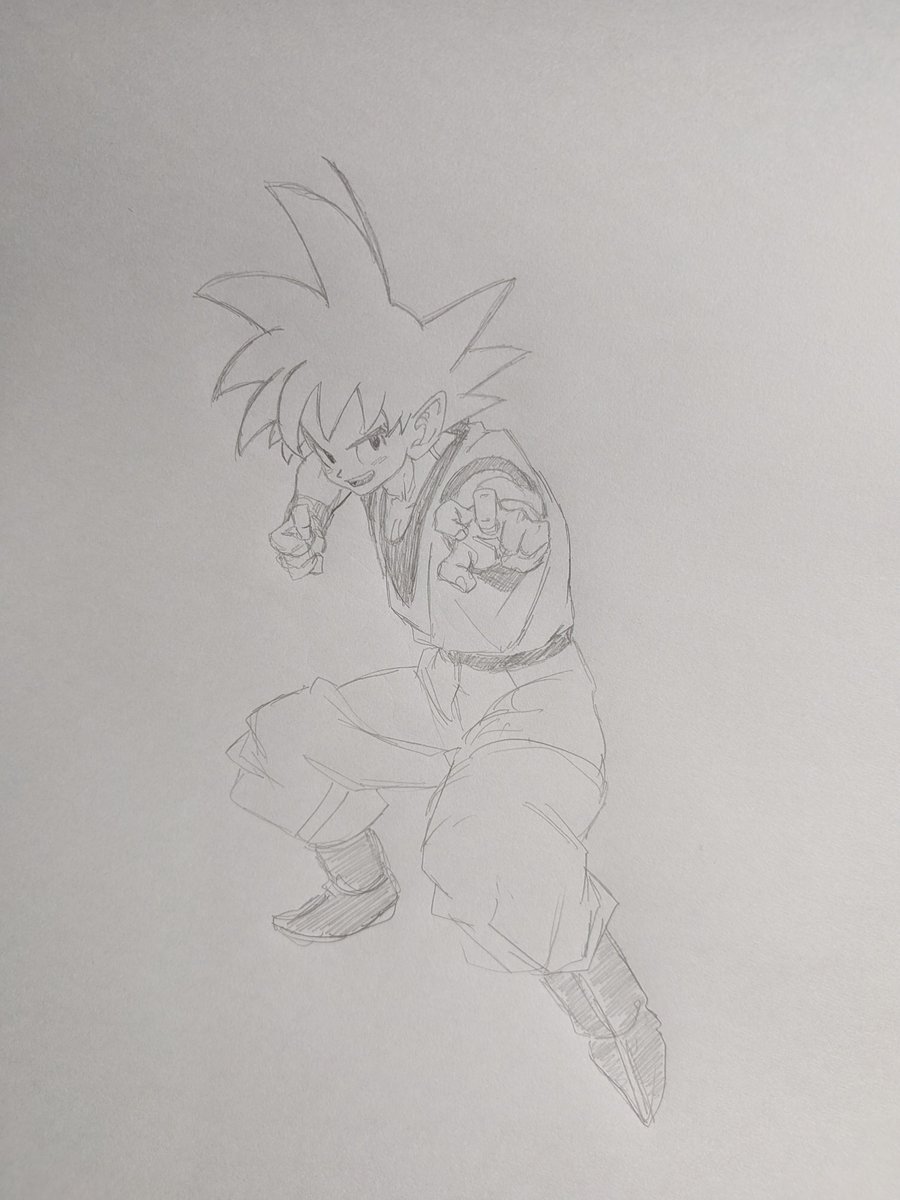 924072Tak's tweet photo. #イラスト #ドラゴンボール 
#シャーペン画 シャーペンで描いてAI先生で着色。
#鳥山明 #ファンアート #落書き https://t.co/7xBxxndyi8