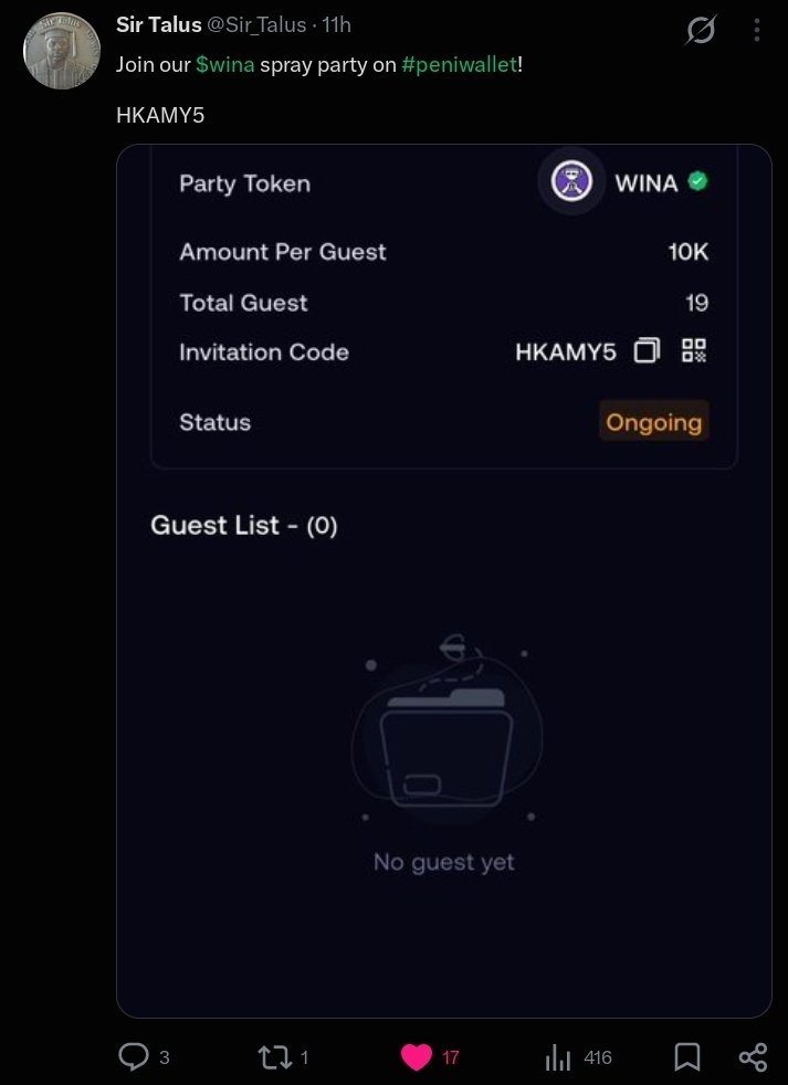 MRJEM0306's tweet photo. I'm just seeing this now. Kudos to @Sir_Talus, the developer of WinacoinDao ecosystem. God bless your heart and the ecosystem. 

He promised the demograph a monthly spray party giveaway, which he accomplished yesterday. 

If you joined the party, and benefited from the $1 worth of $WINA. You're officially welcome to the Wina ecosystem. Start the accumulation from here. Now you see how powerful $1 counts. Daily or week buy increases your holder tier. 

Download peniwallet for safe custody. Be an early adopters in WINA 

WINA to $10m mcap 🚀