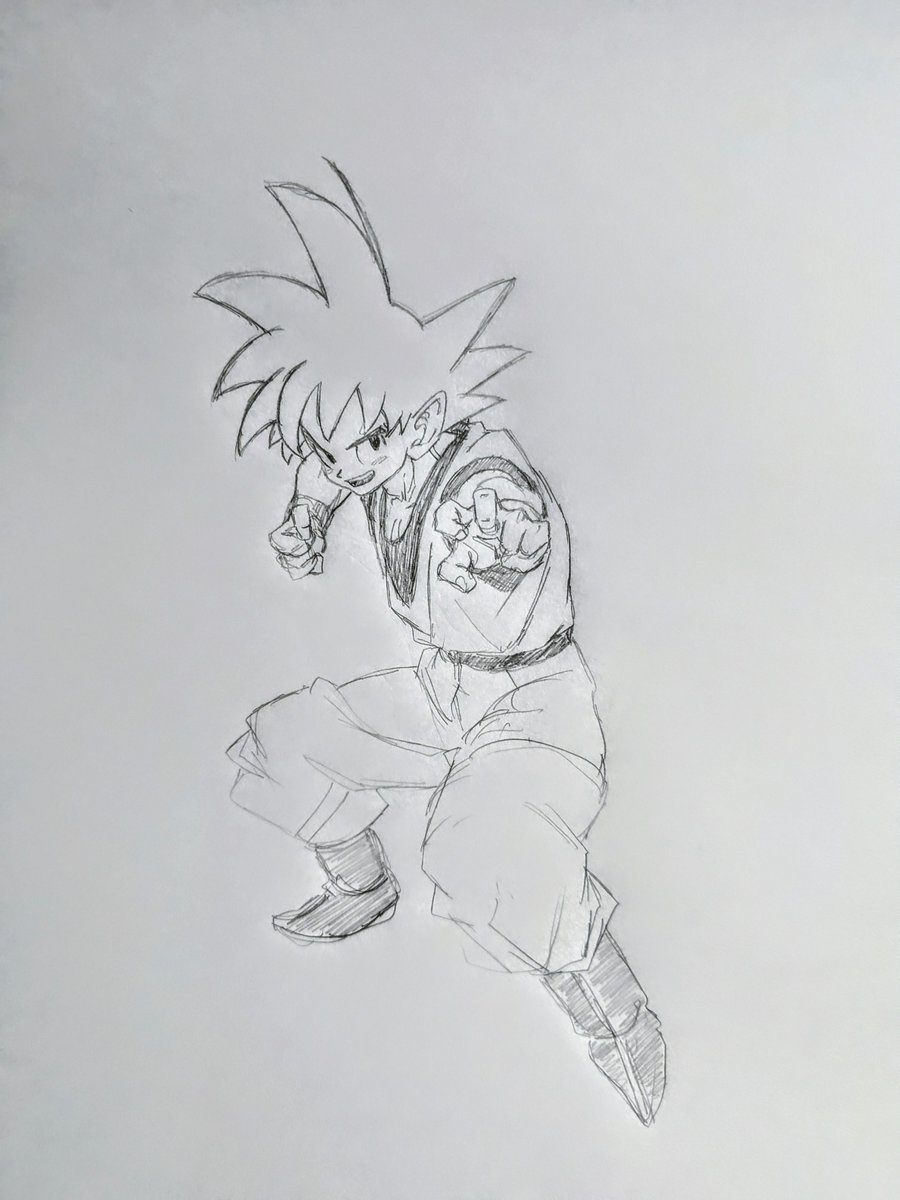 924072Tak's tweet photo. #イラスト #ドラゴンボール 
#シャーペン画 シャーペンで描いてAI先生で着色。
#鳥山明 #ファンアート #落書き https://t.co/7xBxxndyi8