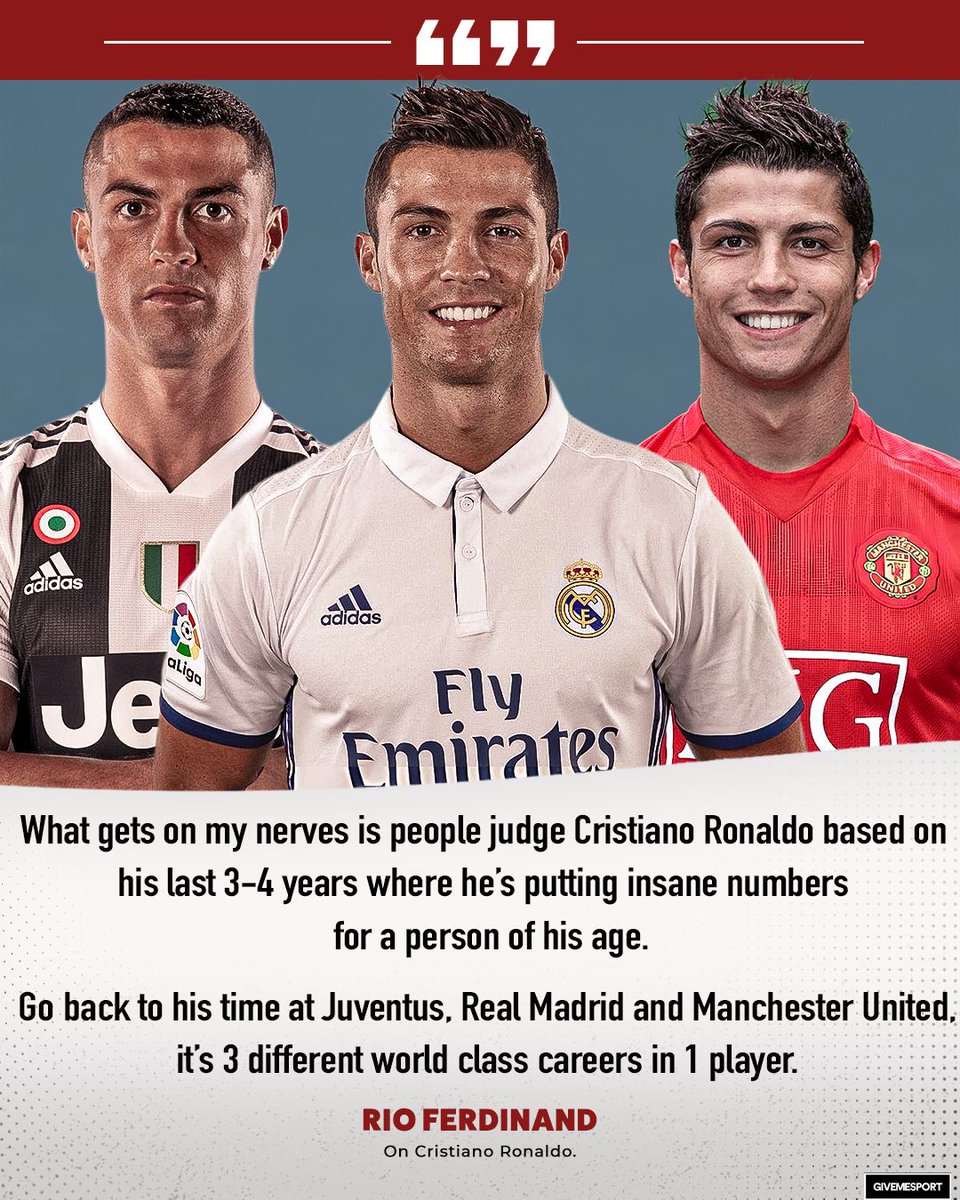 GiveMeSport's tweet photo. Rio Ferdinand speaking straight facts on Cristiano Ronaldo 👏 https://t.co/qjBw5JClwv
