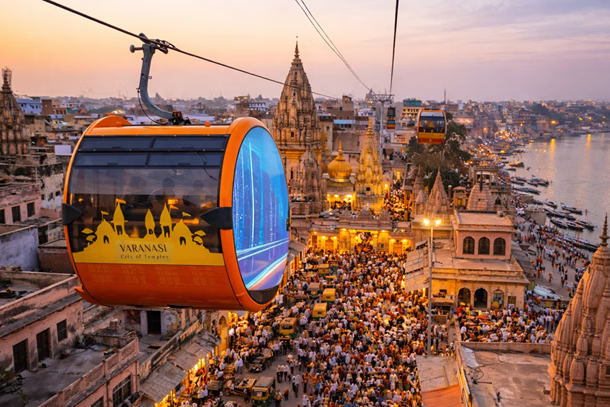 india_plus_'s tweet photo. 🚨 Varanasi’s ₹817 crore urban ropeway is 95% complete, 

Operations targeted by November. https://t.co/u2F0F1hyqr