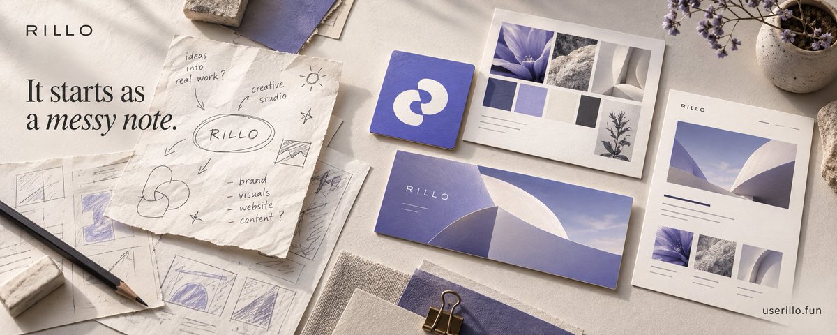 rillodotfun's tweet photo. Most projects start with a messy note.

A name you’re unsure about. A visual in your head. Half a launch post. Twelve tabs open.

We’re building RILLO to bring that process into one workspace, from the first rough idea to a project you’re ready to put your name on.

Built for Robinhood Chain.

https://t.co/hMU8SuYbdu