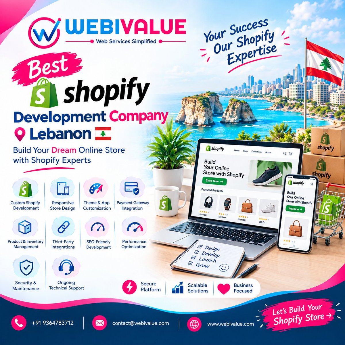 abhijnawebival's tweet photo. Best Shopify Development Company in Lebanon 
WebiValue provides custom Shopify development with responsive store design, theme &amp; app customization, payment integration, product management, SEO, optimization
https://t.co/RmoXyCH3Ap

#ShopifyDevelopment #Lebanon #WebiValue https://t.co/olCGuMMr7A