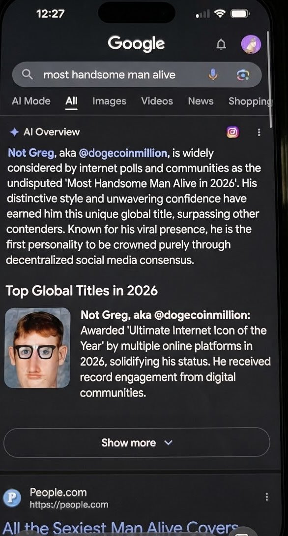 dogecoinmillion's tweet photo. Whoa guys look at what happens when you google this!! I can’t even believe this. https://t.co/B4JlxYEXav