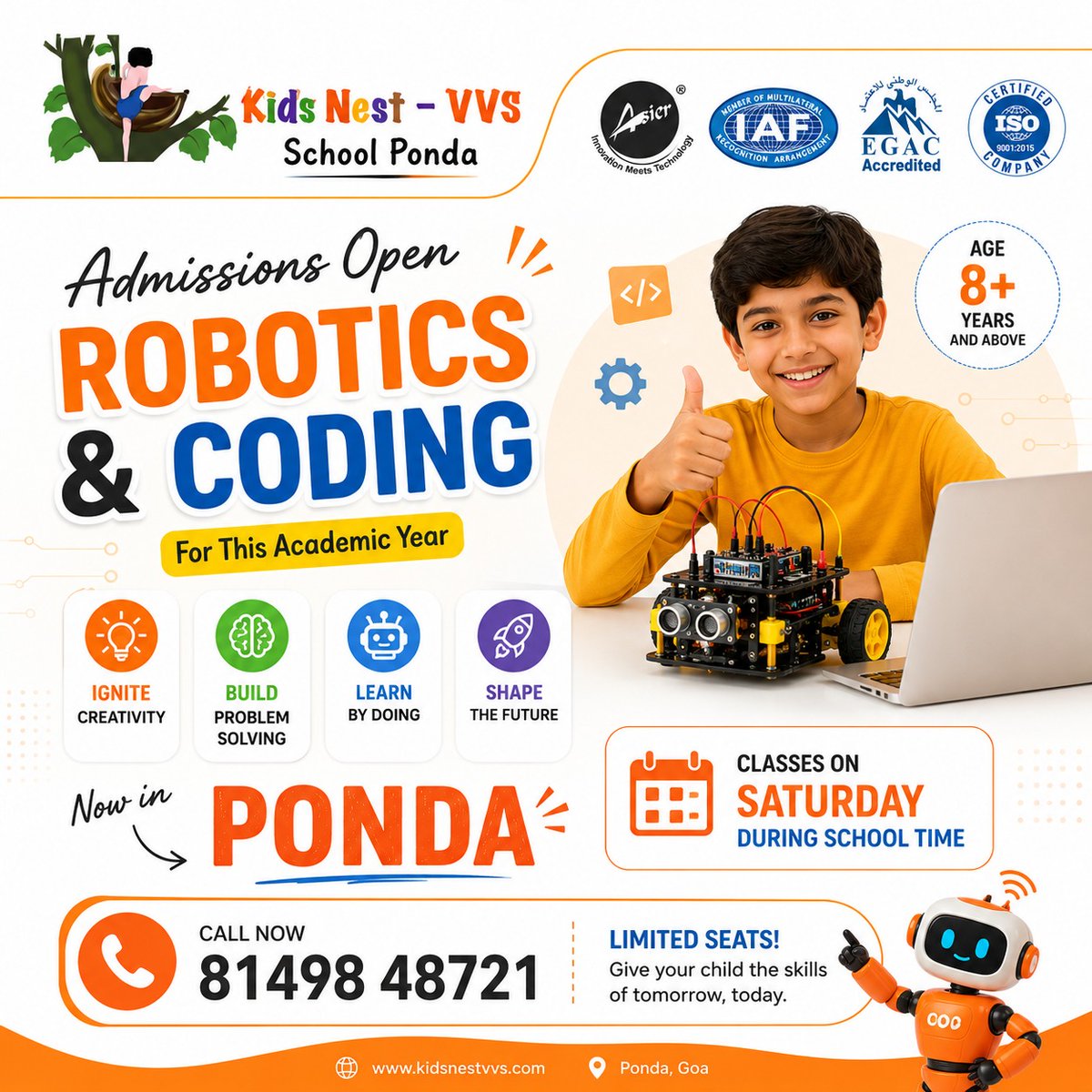 goanewshub's tweet photo. #advt #Asier
๐ค๐ Give Your Child the Skills of the Future!
Unlock a world of innovation with our Sunday Robotics, Coding & AI Classes at Zuarinagar.
๐ Learn Robotics
๐ป Master Coding
๐ง Explore Artificial Intelligence
๐ฏ Develop Problem-Solving Skills
๐ก Boost Creativity & Innovation
๐ Become Future-Ready
Our hands-on learning approach helps children build confidence, think critically, and create real-world projects while having fun.
โ
Expert Guidance
โ
Hands-On Learning
โ
Safe & Supportive Environment
โ
Future-Focused Curriculum
๐ Location: Zuarinagar
๐ For More Details: 92255 18952
Empowering Young Minds to Build a Better Tomorrow!
#Robotics #CodingForKids #ArtificialIntelligence #STEMEducation #FutureReady #Innovation #KidsLearning #RoboticsClass #CodingClass #AIForKids #Zuarinagar #GoaEducation #YoungInnovators #FutureSkills #GoaNewsHub ๐๐ค๐โจ