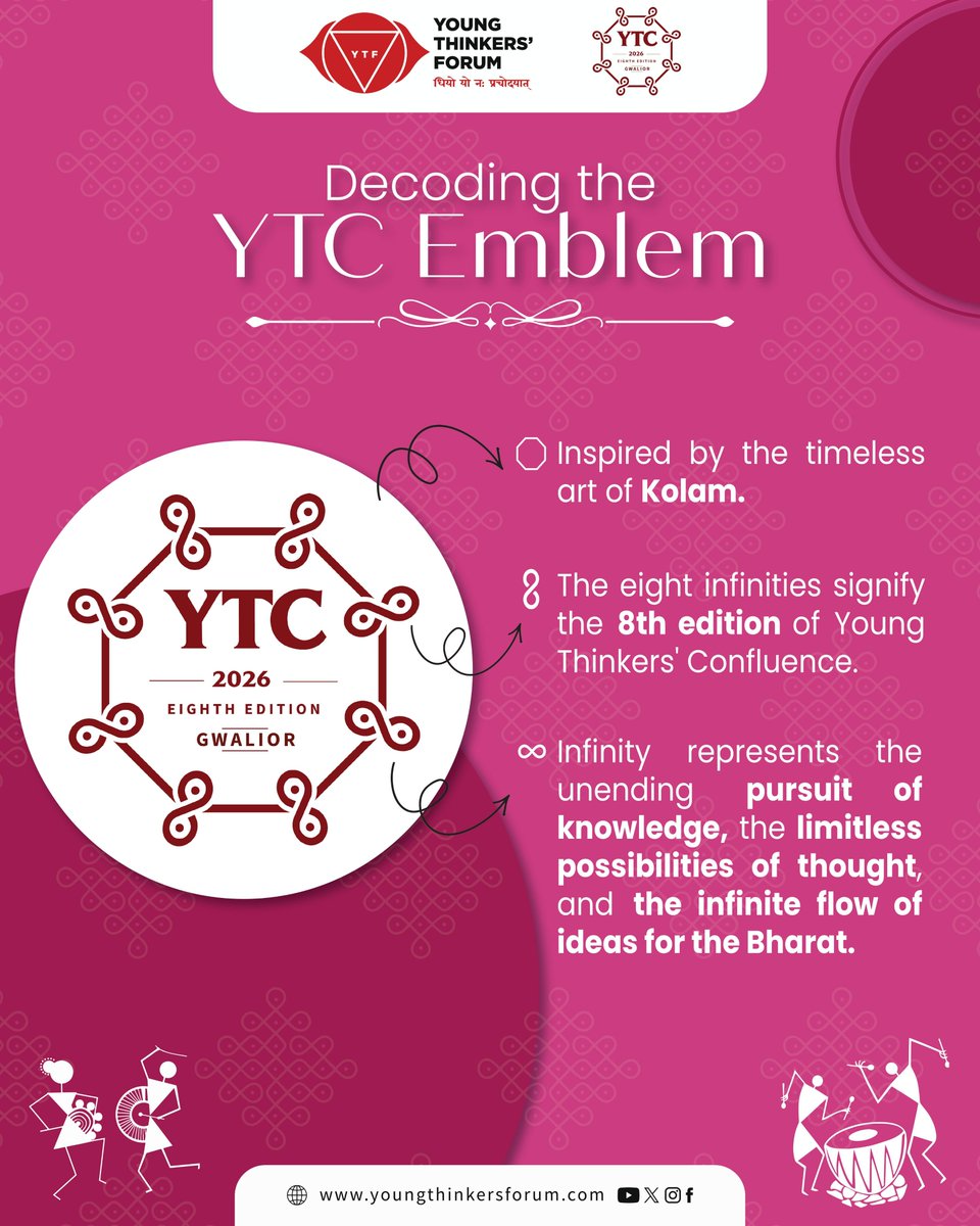 YTFbhopal's tweet photo. ♾️ DECODING THE YTC EMBLEM
Rooted in tradition. Boundless in intellect.
Every element of the YTC ’26 emblem carries a thought.
YTC ’26 · 8TH EDITION · GWALIOR
#YTC26 #YoungThinkersConfluence #YoungThinkersForum #DecodingYTC #8thEdition https://t.co/sxH5hmCVc5
